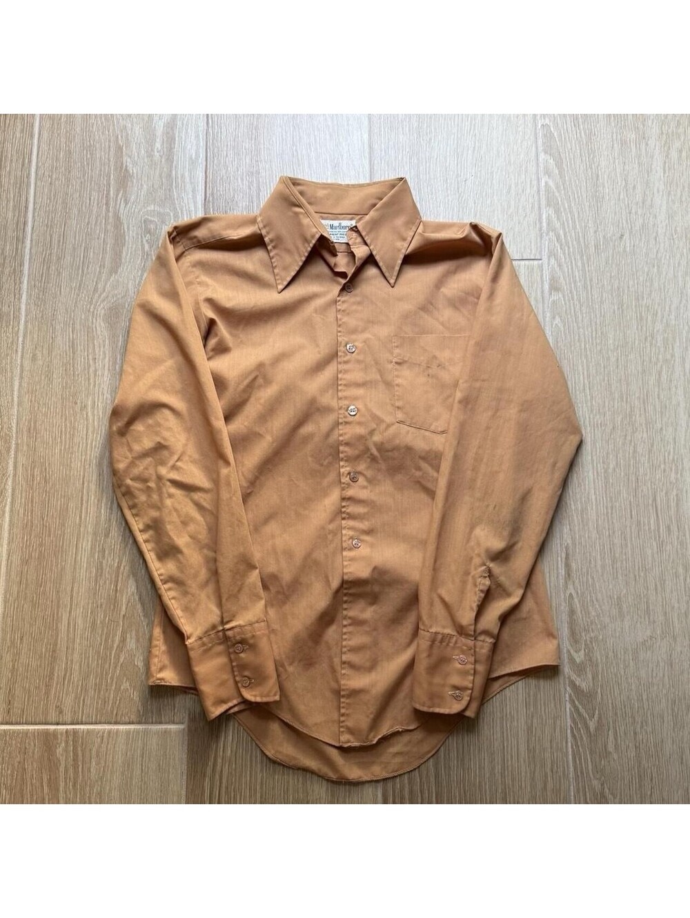 Marlboro Men's Medium Shirt Orange/Melon, Permanent Press, 70s/60s Vintage